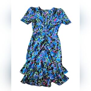 Jonathan Martin Floral Button Up Ruffle Bottom Dress Size 7/8